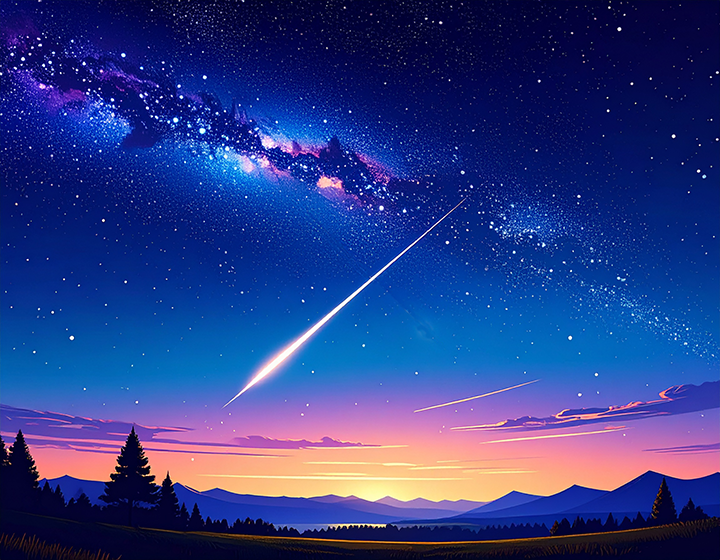 night sky with comet